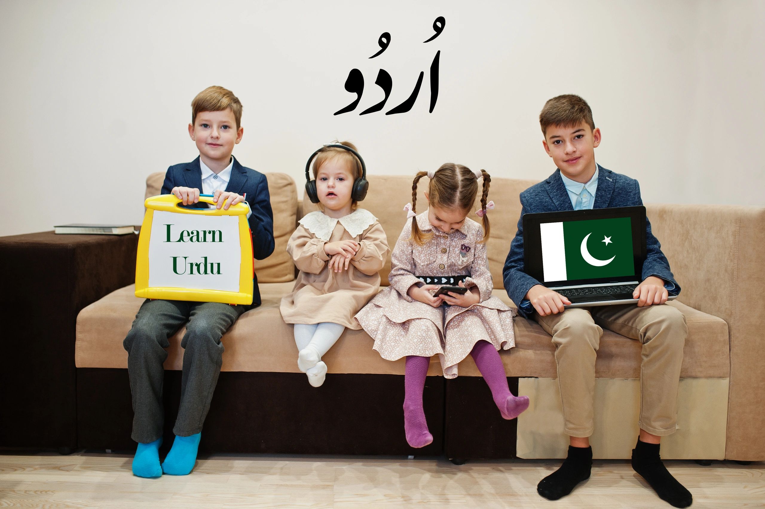 Children learning Urdu in a classroom