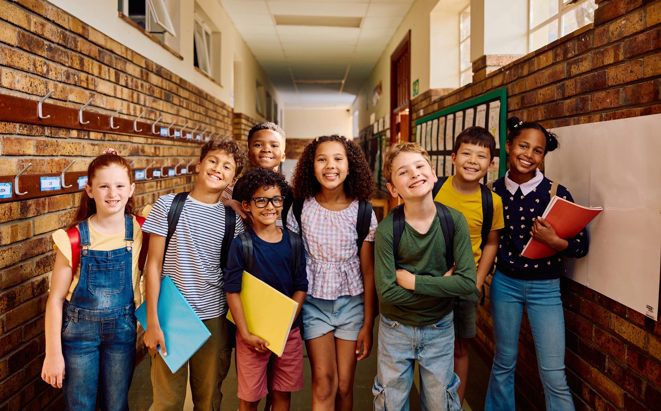 Happy children group school