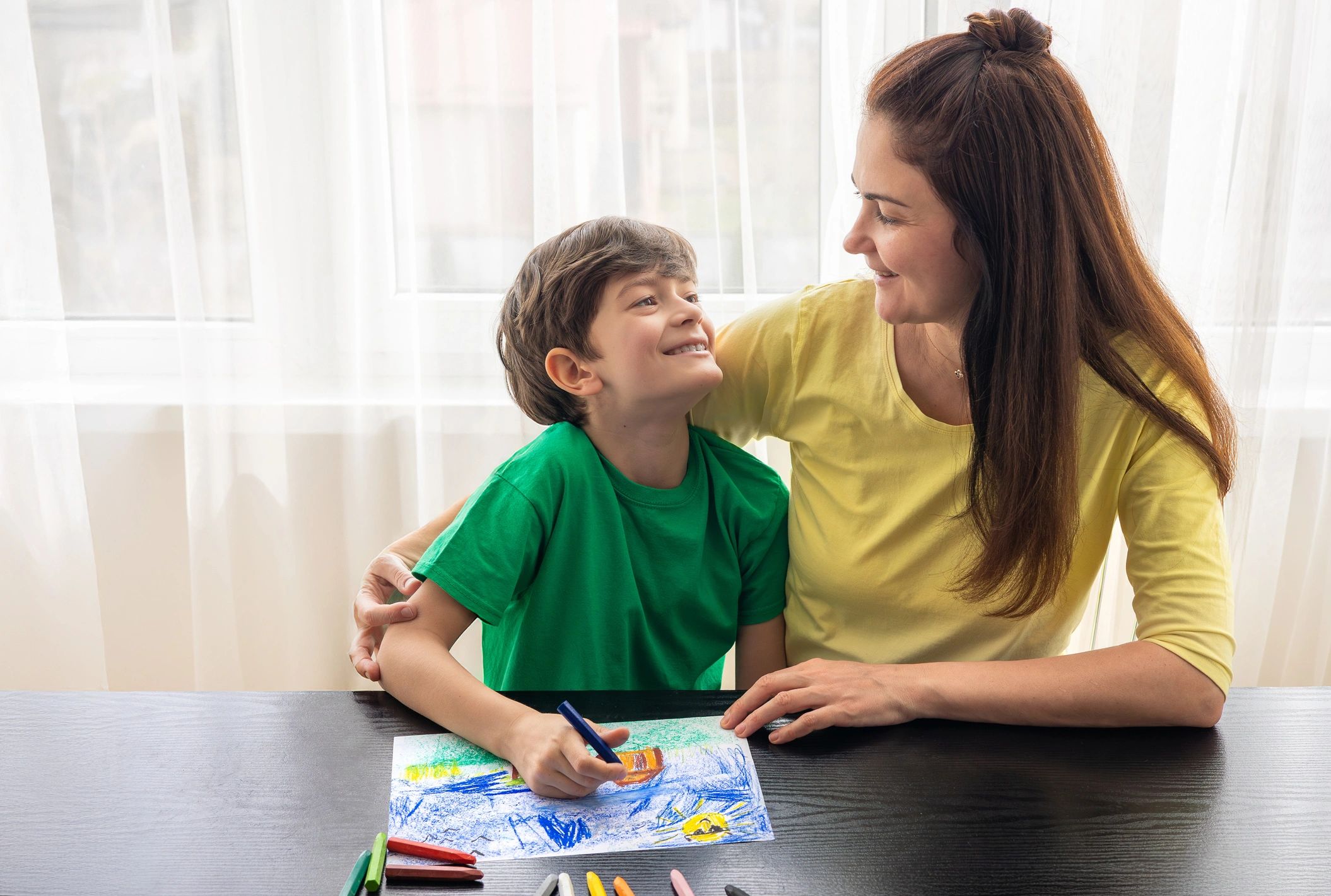 happy parent child school