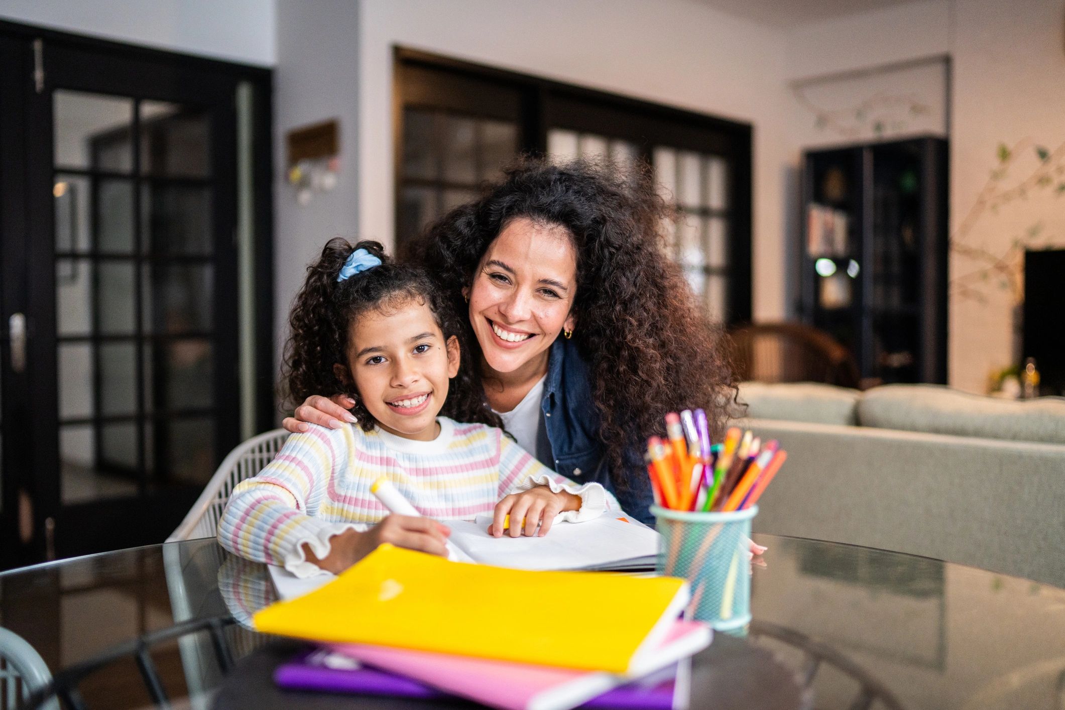 happy parent child school