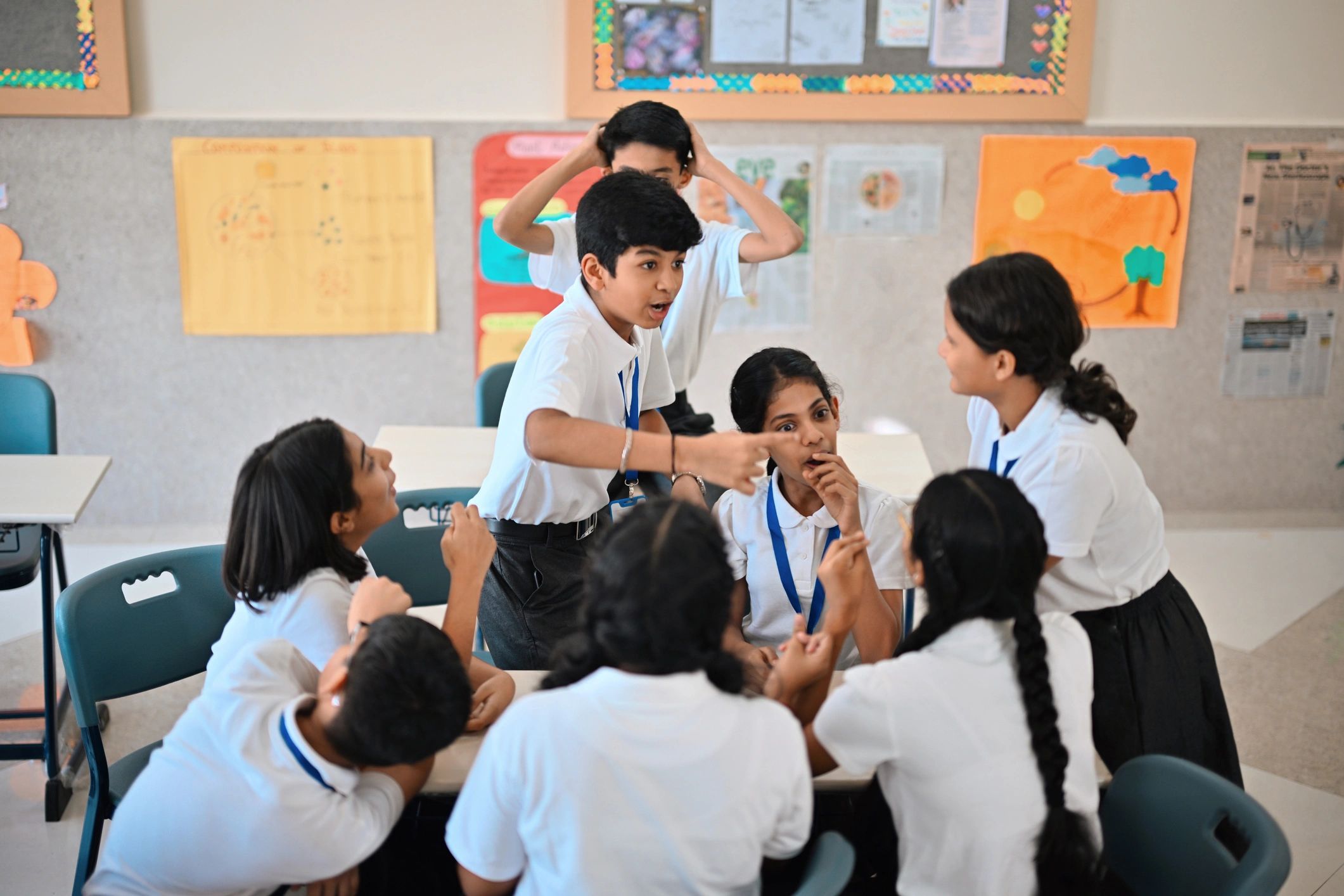 Pakistani children participating in art activity